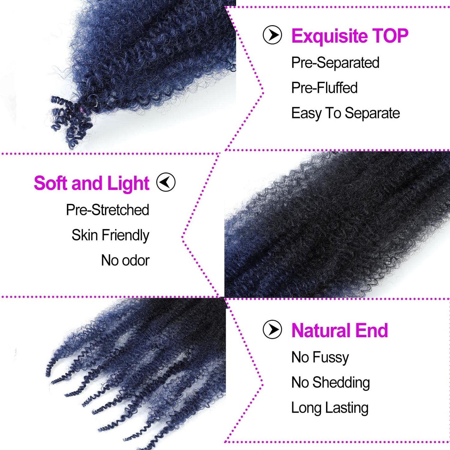 24Inch Afro Twist Hair 3Packs Springy Afro Twist Hair Crochet Braiding Hair (24 Inch (Pack of 3), 1b/dark blue)