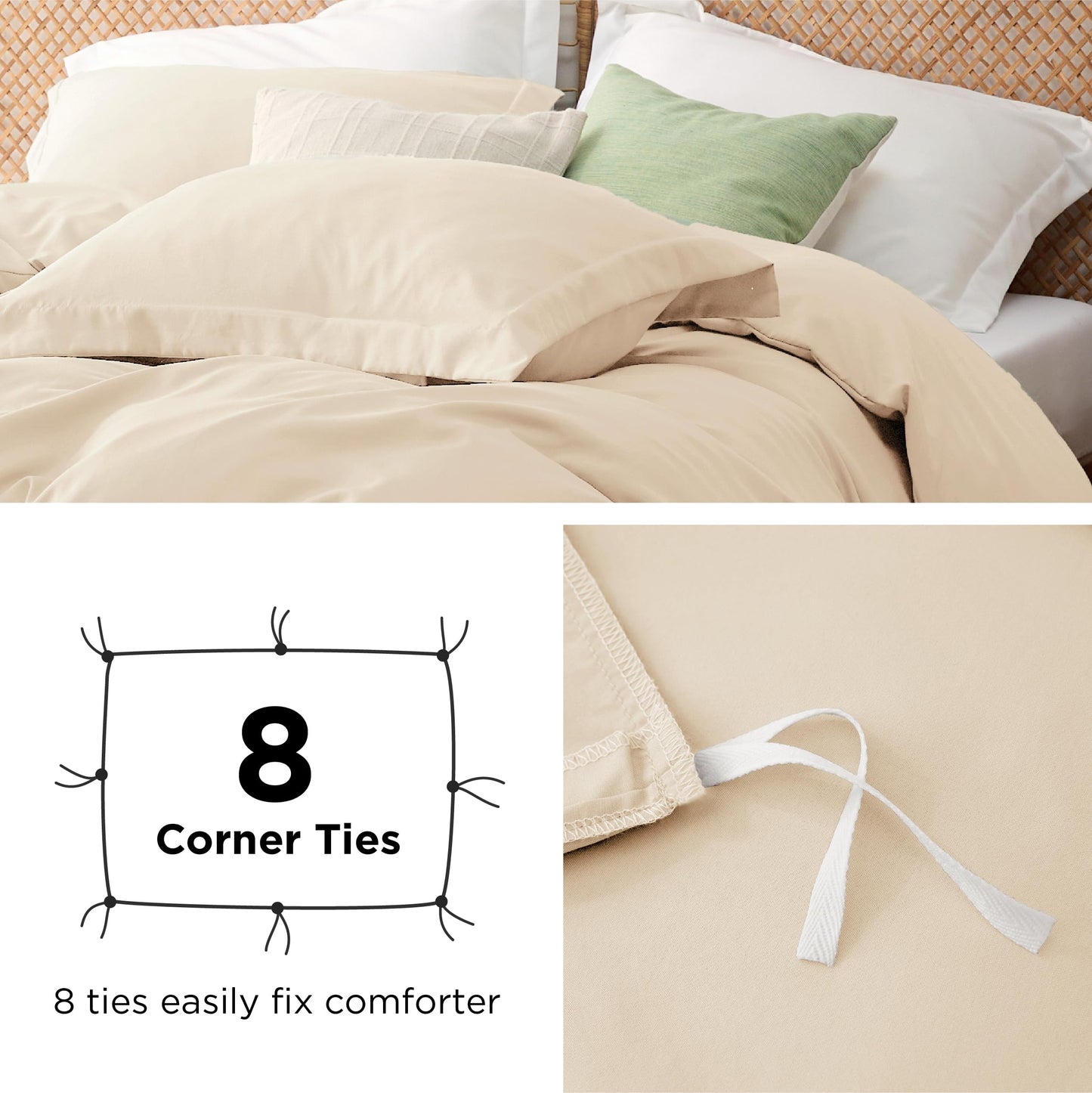 Bedsure Beige Duvet Cover King Size - Polyester & Rayon Derived from Bamboo Cooling King Duvet Cover Set, 3 Pieces, 1 Zipper Closure Duvet Cover (104"x90") & 2 Pillow Shams, Comforter Sold Separately