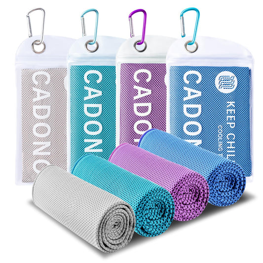 4 Pack Cooling Towel (40"x12"), Soft Breathable Chilly Towel, Ice Towel, Microfiber Towel for Yoga, Sport, Running, Workout,Gym, Camping, Fitness, Workout & More Activities(Multicolor)