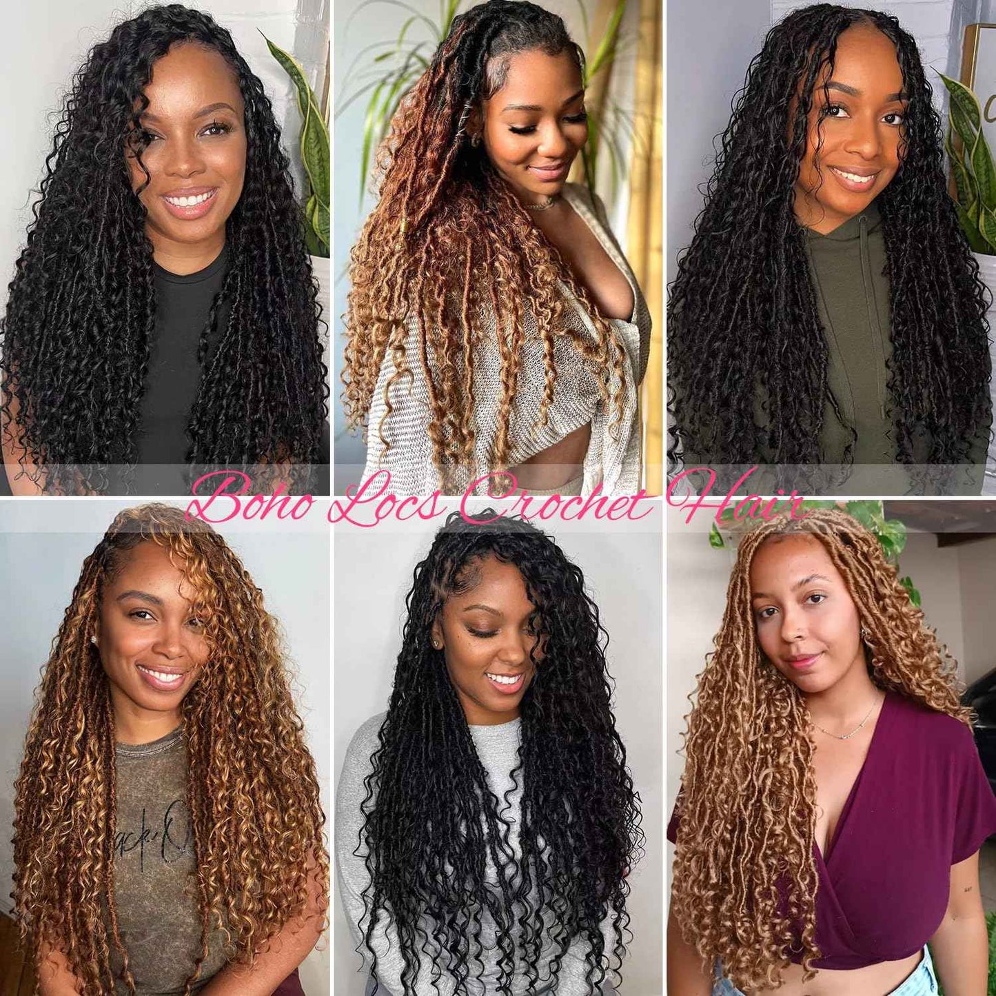 Soft Boho Locs Crochet Hair for Black Women-24 Inch 8 Packs Goddess Faux Locs Crochet Human Hair Feeling Pre Looped with Curly Ends (1B, 24 Inch(Pack of 8))