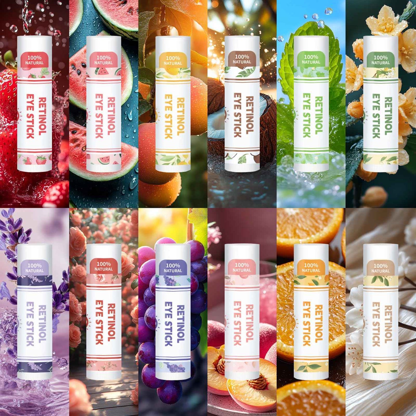 Radiia Retinol Eye Balm Stick with Retinol & Ceramide Complex - Facial Moisturizer for Dark Circles & Wrinkles - Under Eye Brightener Stick, Anti Wrinkle Hydrating Face Skincare(0.13oz *60pcs)