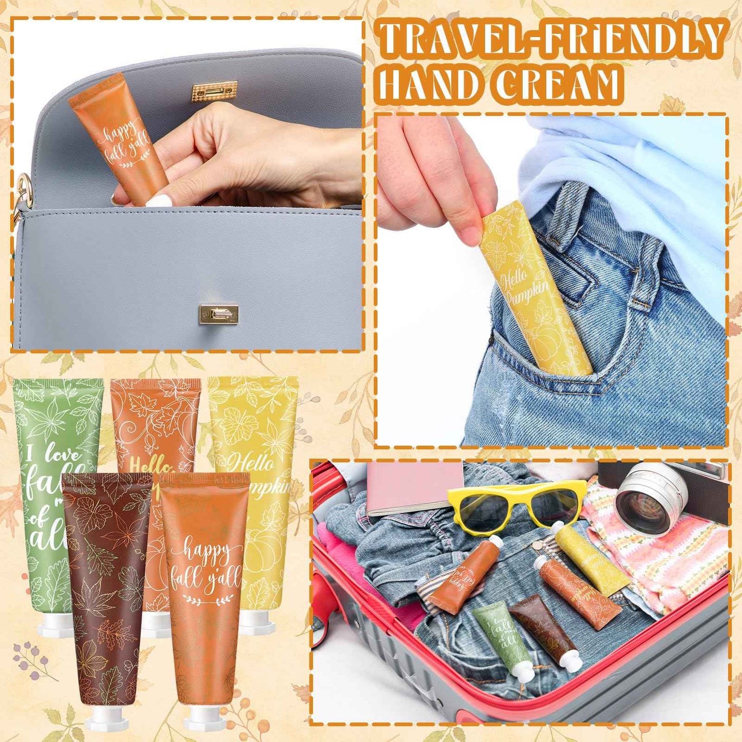 60 Pcs Thanksgiving Fall Hand Cream Bulk, Mini Pumpkin Lotion, 30ml Natural Botanical Fragrance Fall Lotion for Chapped Hands, Thanksgiving Favors, Employee Gifts, Baby Shower, Travel, Work, Team