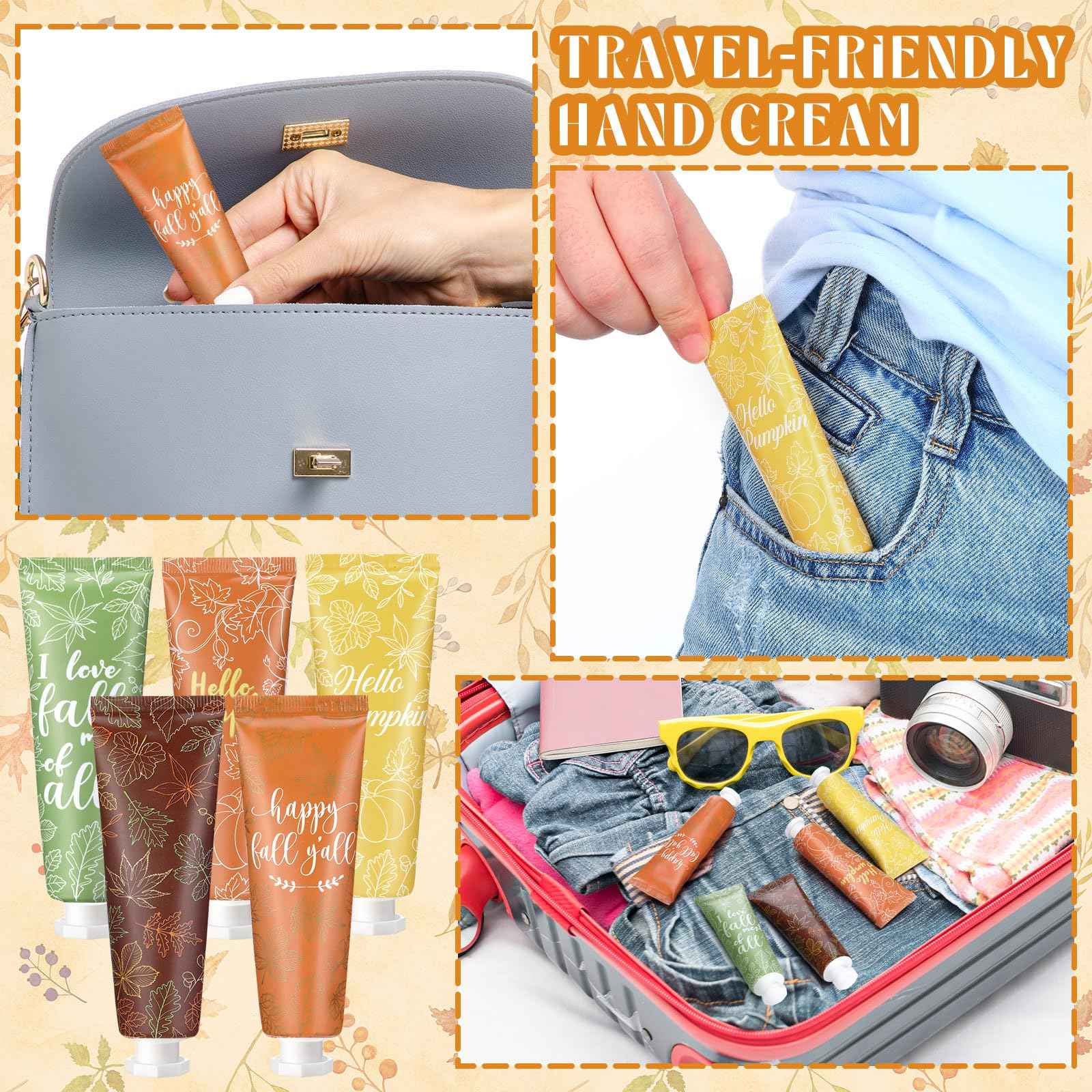 60 Pcs Thanksgiving Fall Hand Cream Bulk, Mini Pumpkin Lotion, 30ml Natural Botanical Fragrance Fall Lotion for Chapped Hands, Thanksgiving Favors, Employee Gifts, Baby Shower, Travel, Work, Team