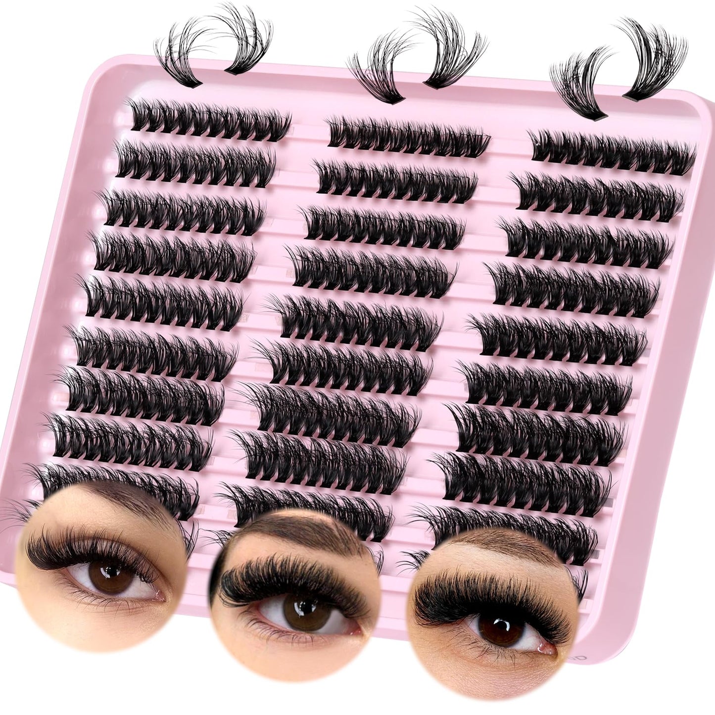 Veleasha Lash Clusters Fluffy Individual Lashes Cluster Eyelash Extensions Cluster Lashes Wispy DIY Eyelash Extension at Home Pestañas Pelo a Pelo (40D+60D+80D, 290PCS)