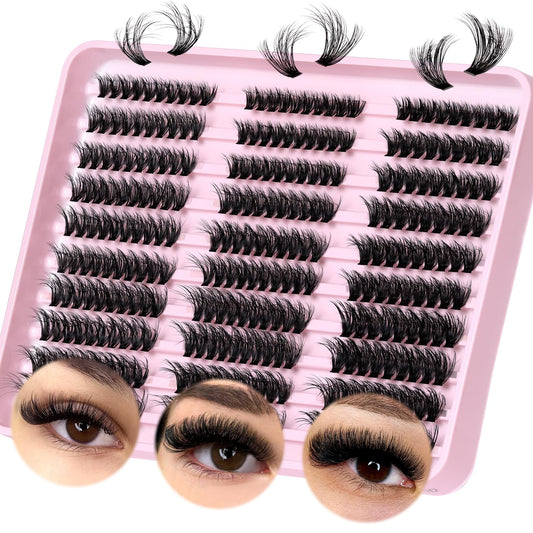 Veleasha Lash Clusters Fluffy Individual Lashes Cluster Eyelash Extensions Cluster Lashes Wispy DIY Eyelash Extension at Home Pestañas Pelo a Pelo (40D+60D+80D, 290PCS)