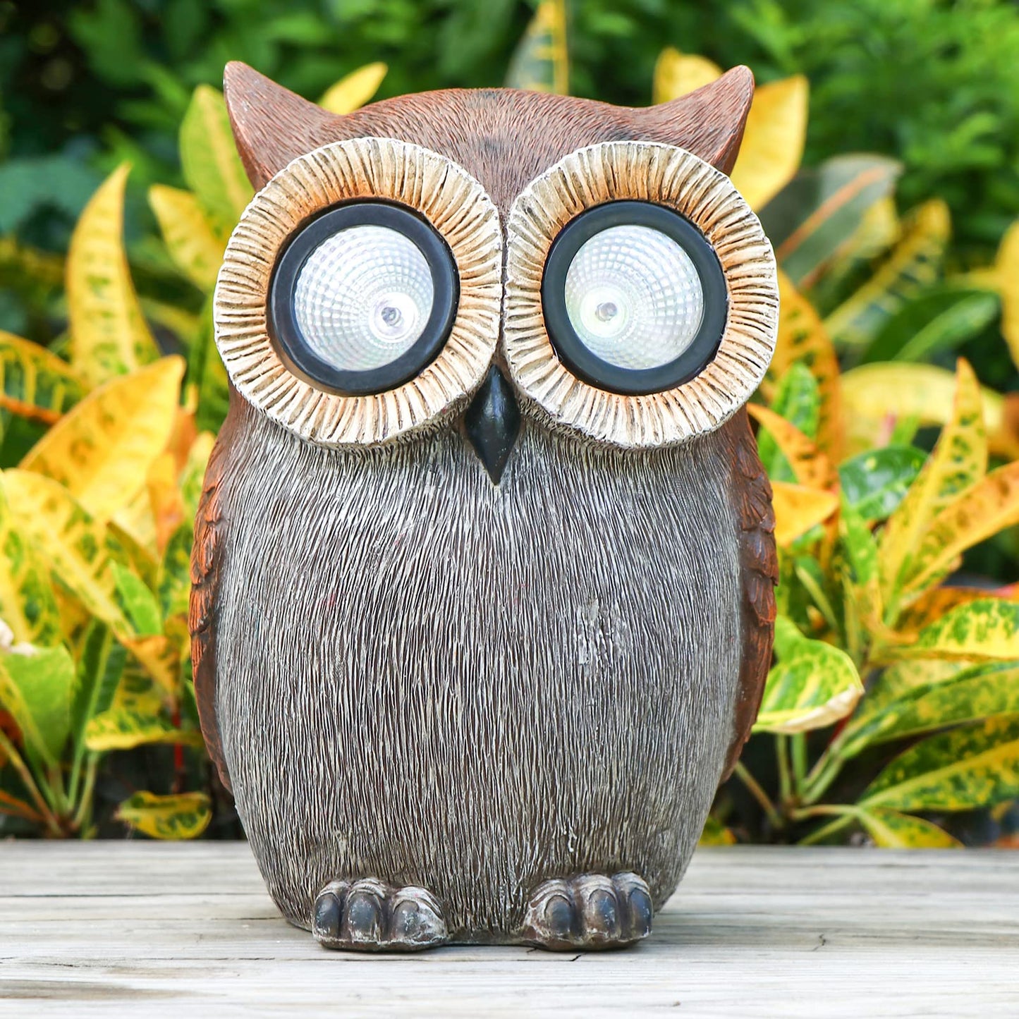 DKJOCKY Owl Garden Statues Outdoor Decor with Solar LED Lights - Cute Owl Figurines Garden Gifts Yard Art Sculptures for Outside, Patio, Backyard, Garden Decorations, Lawn Ornaments