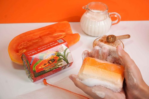 ASANTEE Papaya & Rice Milk with Honey Cleansing Soap 125 Grams (Pack of 3)