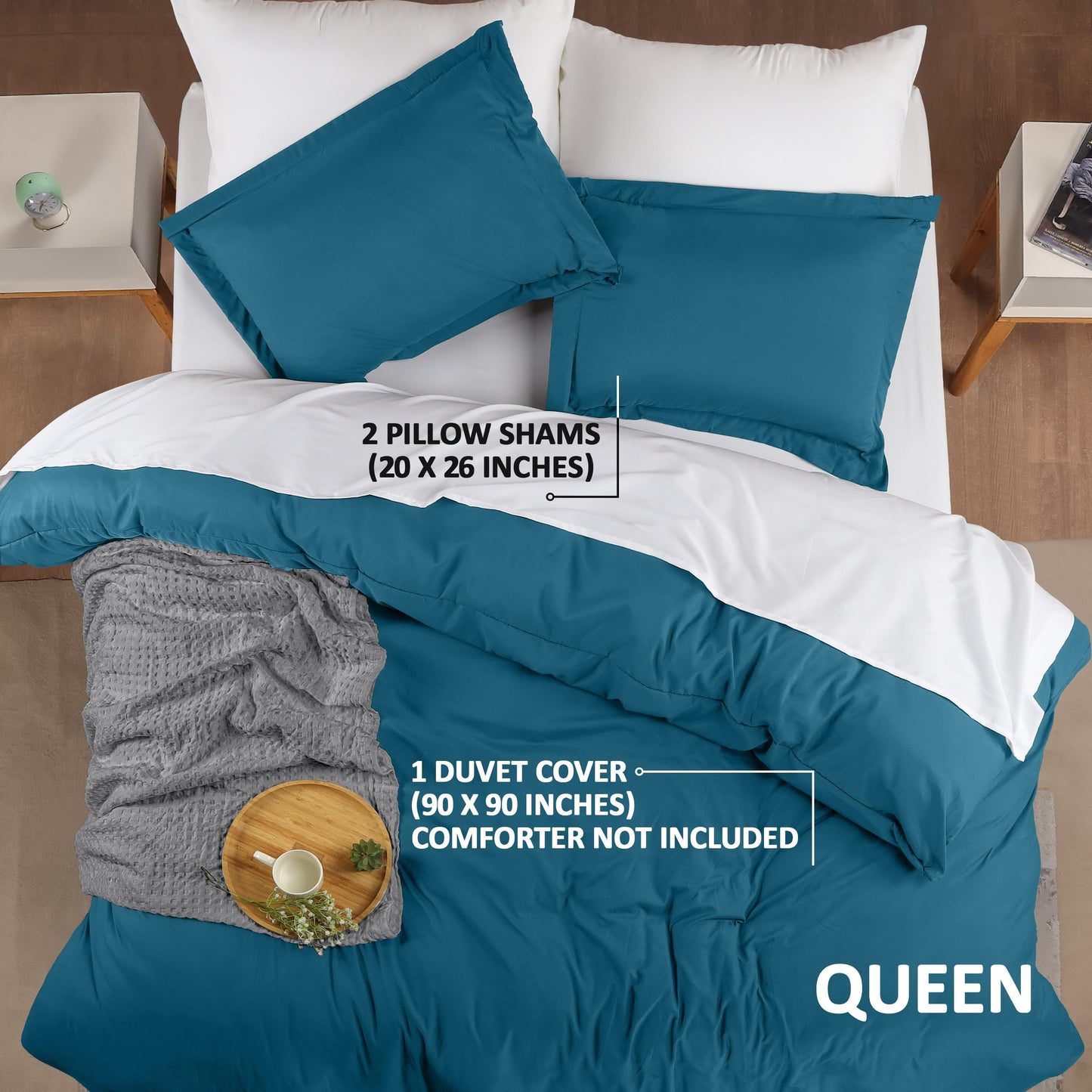 Utopia Bedding Duvet Cover Queen Size - 1 Duvet Cover with 2 Pillow Shams - 3 Piece Bedding Duvet Cover with Zipper Closure - Soft Brushed Microfiber, 90 X 90 Inches (Queen, Denim Blue)