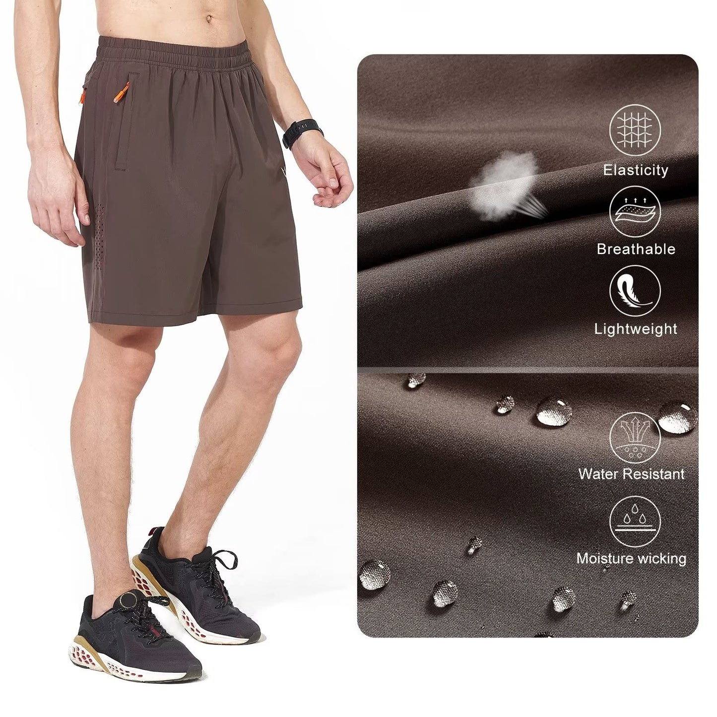 NORTHYARD Men's Athletic Running Shorts Quick Dry Workout Shorts 7"/ 5"/ 9" Lightweight Sports Gym Basketball Shorts Hiking Exercise Coffee S