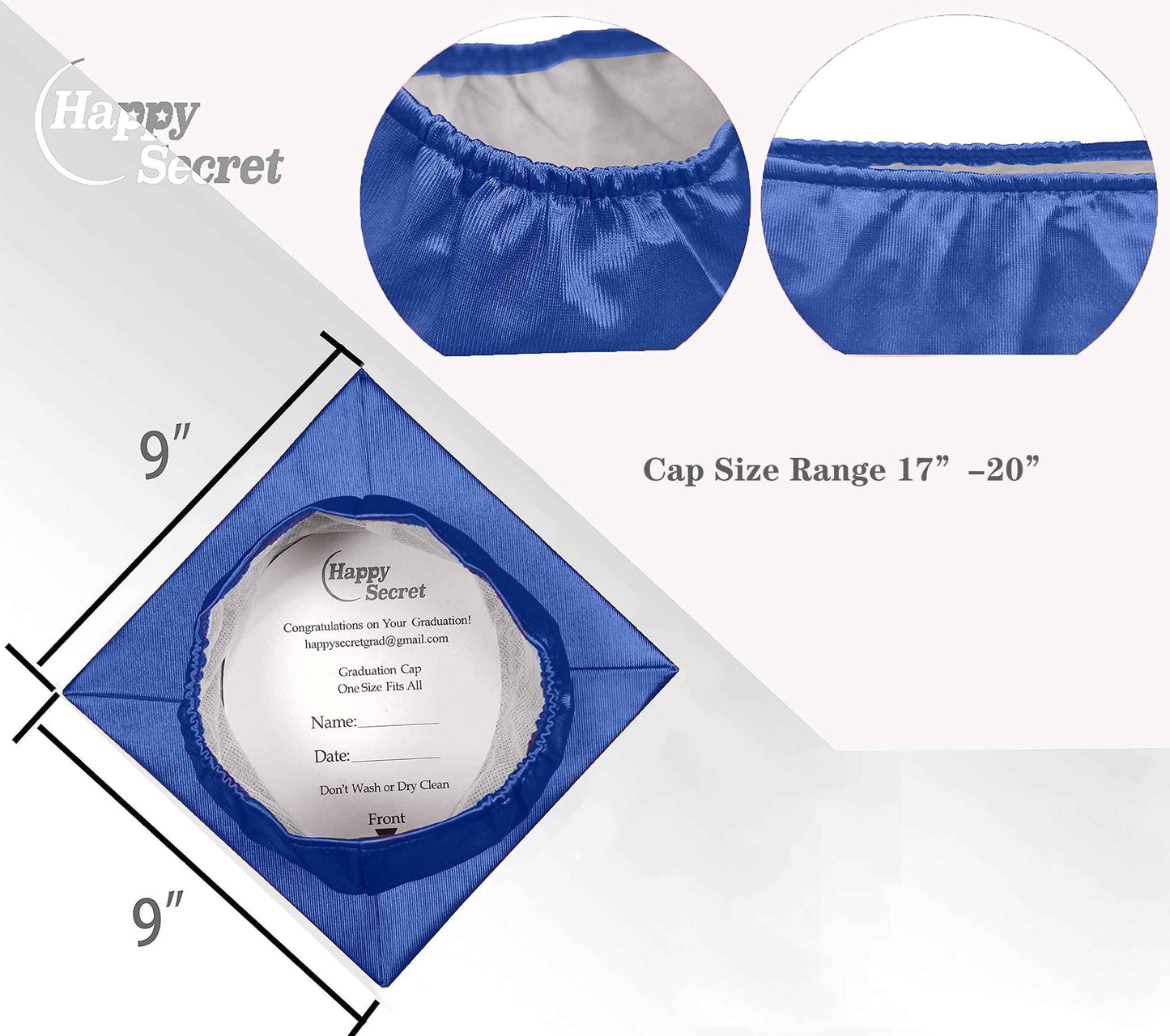 Happy Secret Unisex Shiny Kindergarten and Preschool Graduation Cap with 2025 Tassel 2024 Year Charm for Kids Royal Blue