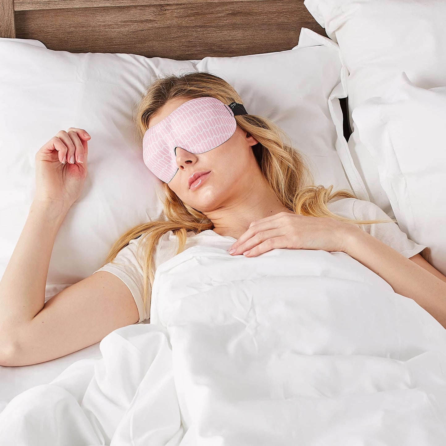 Bucky 40 Blinks No Pressure Printed Eye Mask for Travel & Sleep, Pink Chevron, One Size