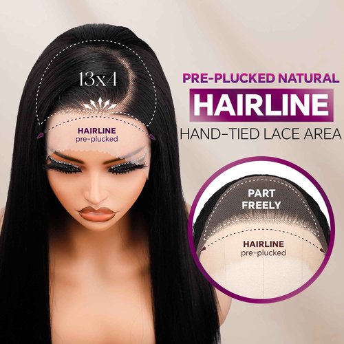 BLL Synthetic Lace Front Wig,13x4 Lace Wig Pre-Plucked Long Straight Glueless 1B Black Wigs For Black Women 26inch Ready to Wear Wigs Beginner Friendly