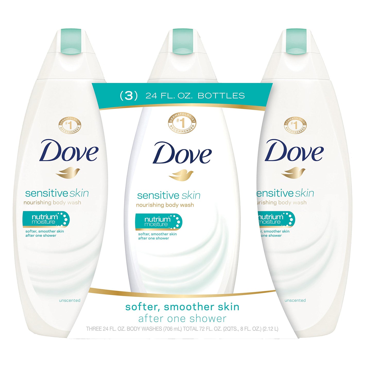 Dove Body Wash, Sensitive Skin 24 oz, Pack of 3