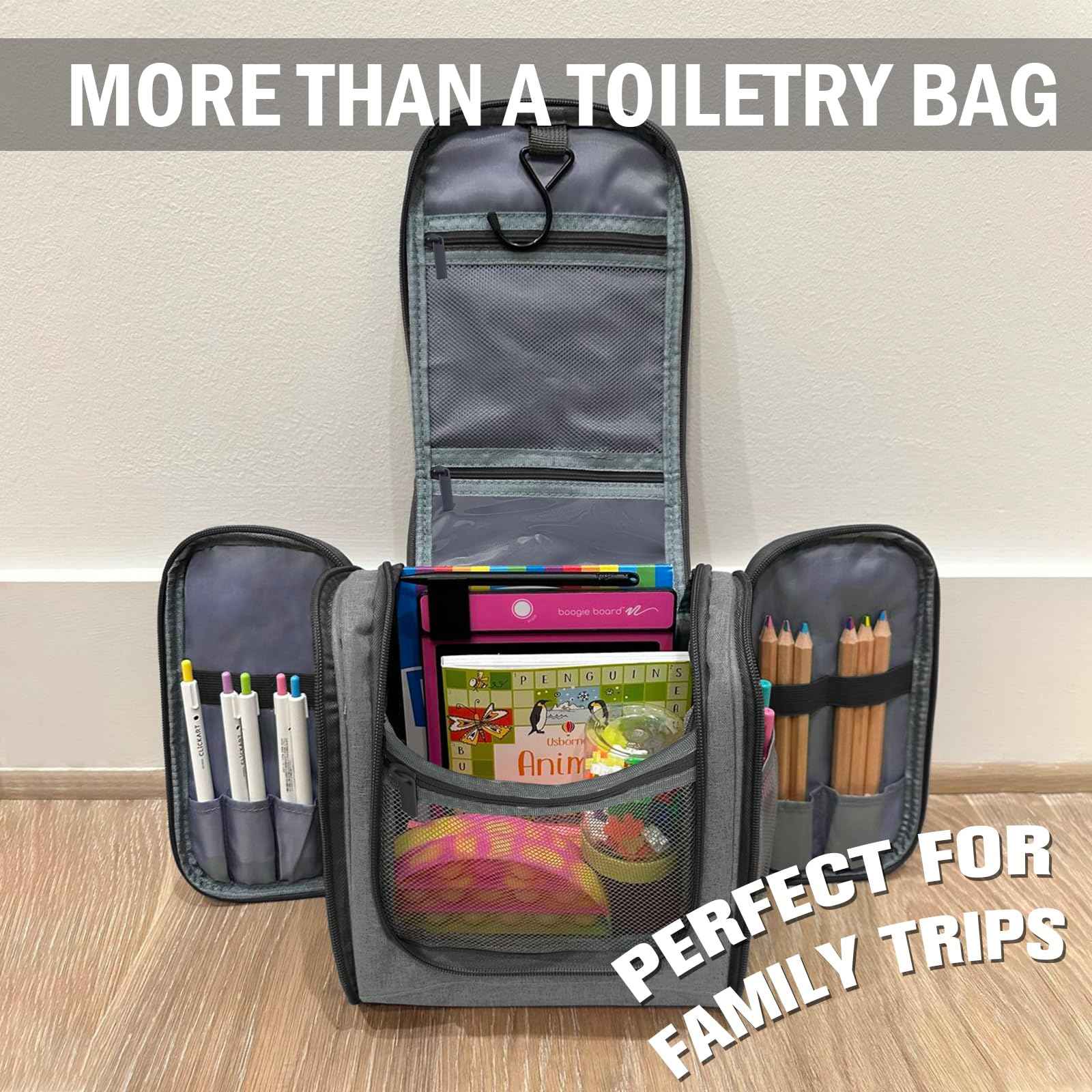 WOOMADA Toiletry Bag for Women, Water Resistant Travel Toiletry,Makeup Bag with Metal Hanging Hook, 7 Organizer Compartments, Full Sized Makeup Organizer Bag for Toiletries, Cosmetics, Makeup, Brushes