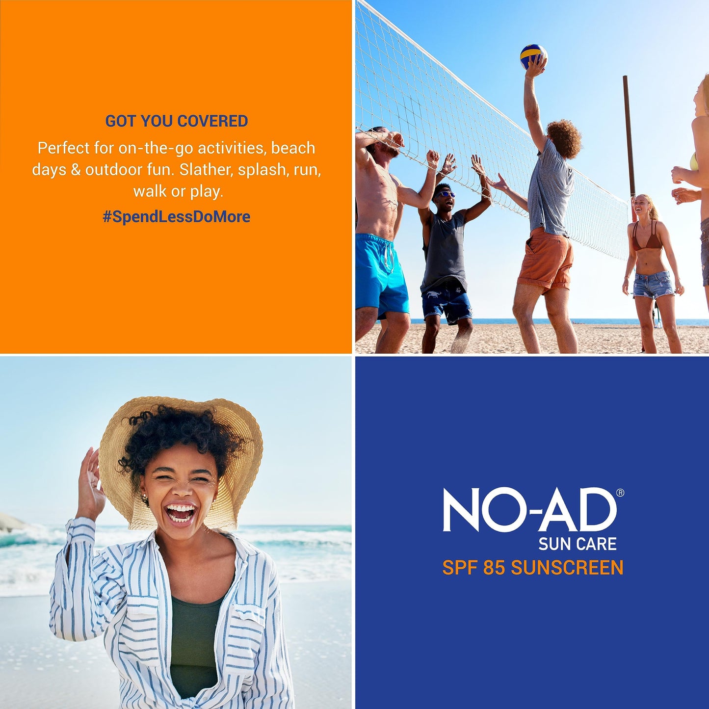 NO-AD SPF 85 Sunscreen Lotion | Broad Spectrum UVA/UVB Protection | Water Resistant | Octinoxate & Oxybenzone Free with moisturizing Vitamin E and Aloe 16oz