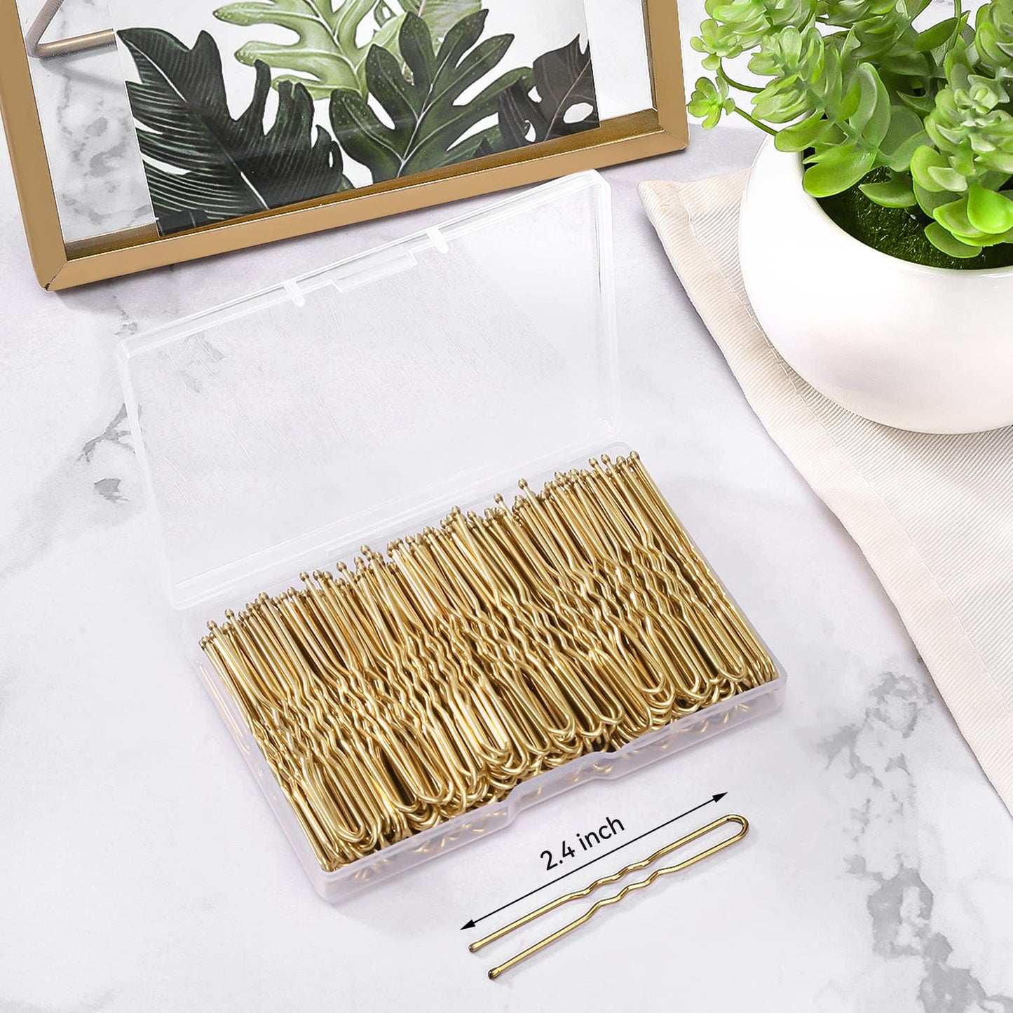 BEoffer U Shaped Hair Pins, 200 Count of Buns Waved Hair Pins for Women Girls with Box for Updos French Twists, Bobby Pins Hairgrip Hair Grip Hairclip Bulk Hair Accessories (Blonde, 2.4 Inch)