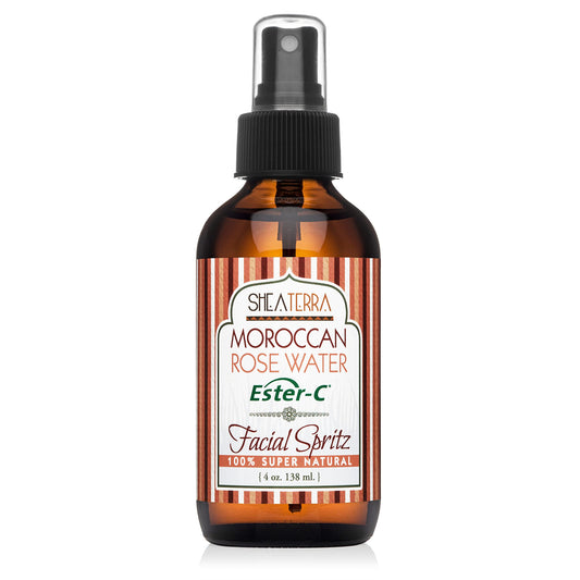 Shea Terra Organics Beauty Water, Toner & Face Mist – Rose HIPS Damask Rose Ester-C | Natural Daily Face Spritz with Anti-Aging Rose Water & Vitamin C to Soothe & Promote Collagen Production – 4 oz