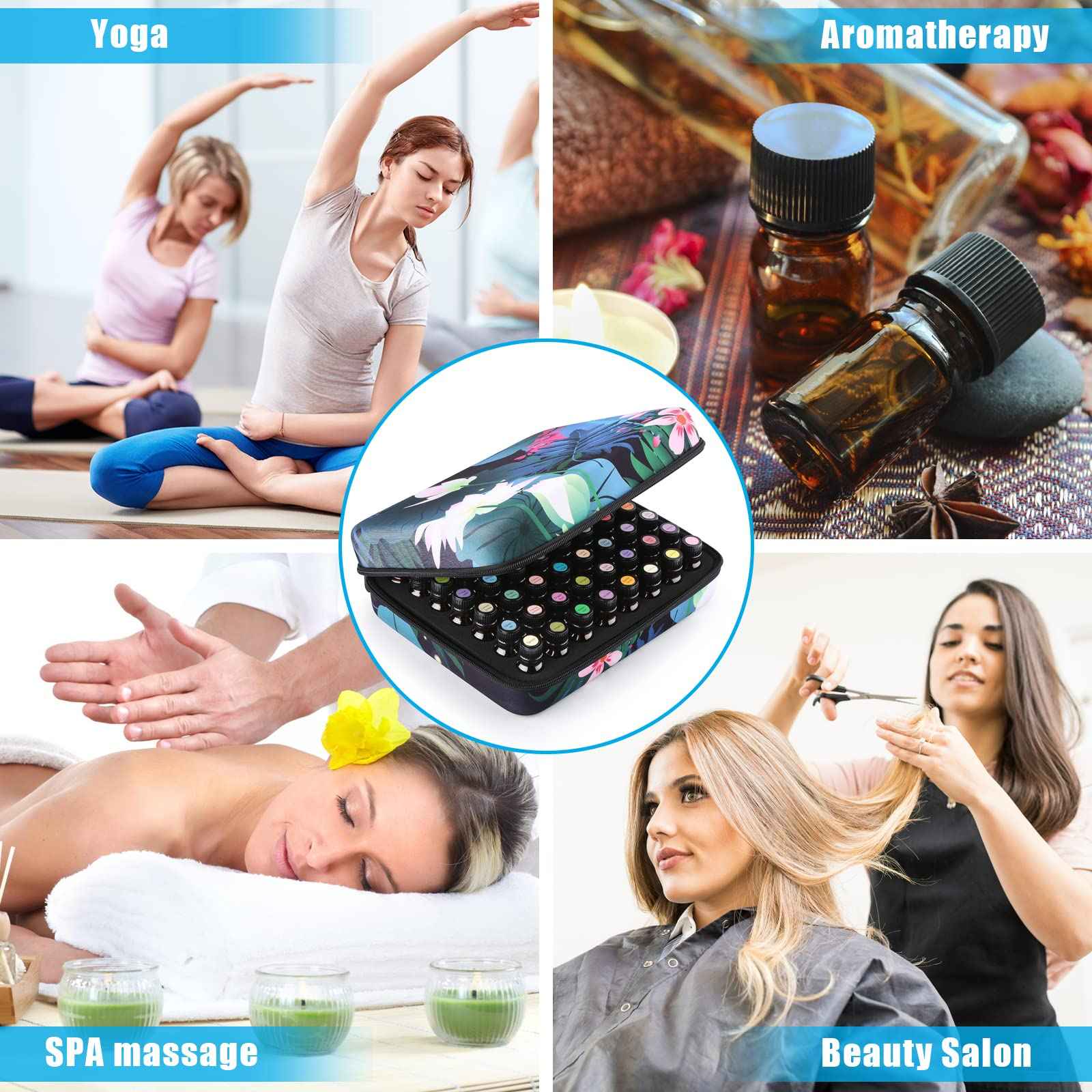 FITNATE Essential Oil Storage,Lotus 56 Bottles Essential Oil Case Shockproof, Waterproof and Durable, Holding 5/10/15 ml Bottles, Essential Oils Travel Case for Young Living Oils,Doterra Containers