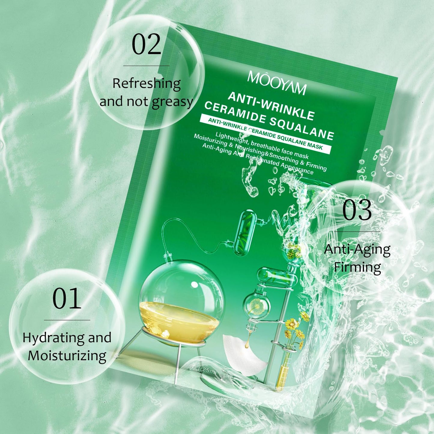 Hydrating Face Sheet Masks, Moisturizing Spa Face Masks Skincare, Facial Masks 10 Sheet with Ceramide Squalane, Hyaluronic Acid, Daily Sheet Masks for All Skin Types, Sheet Mask for Skin Care Mask