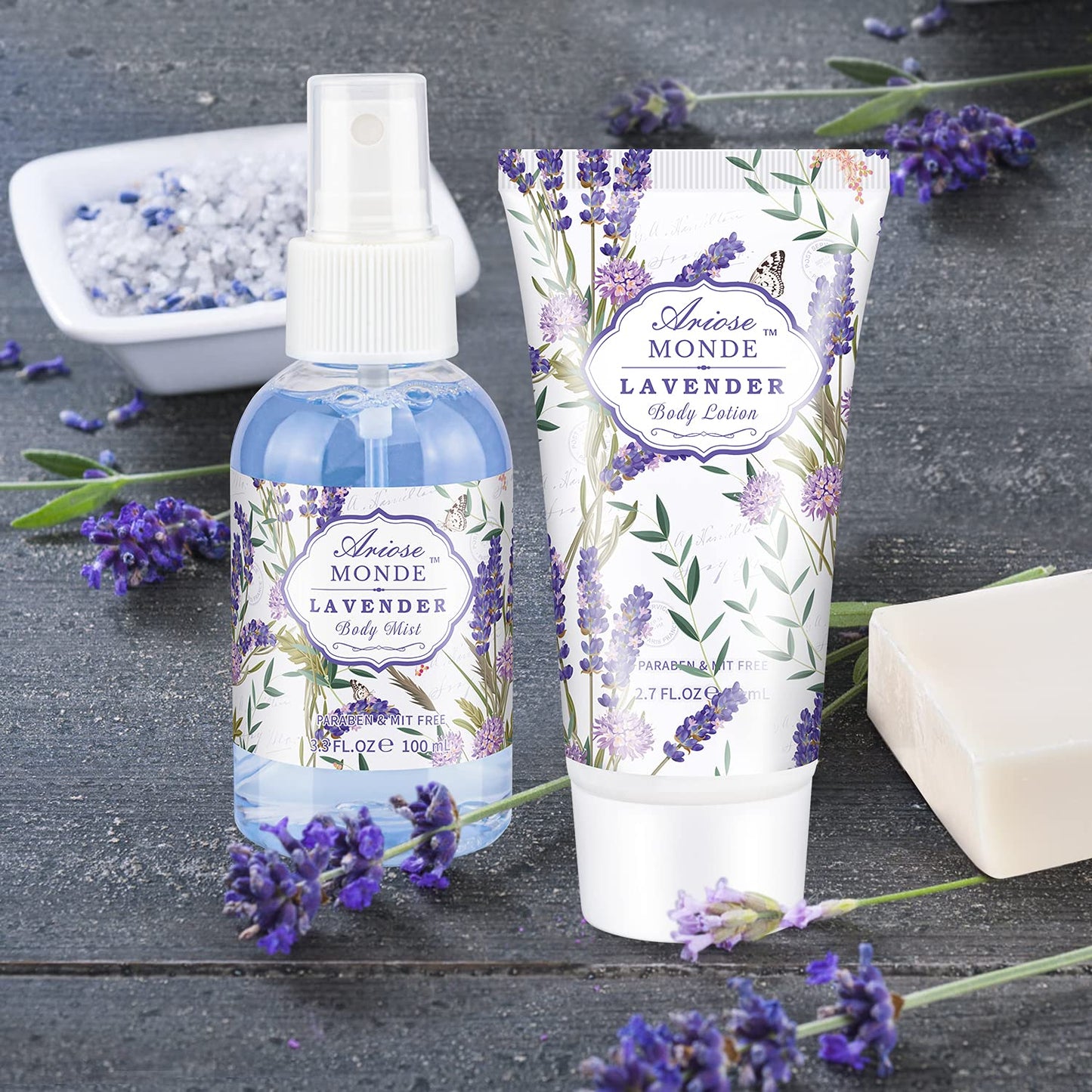 Bath Spa Basket Gift Set, with Lavender & Jasmine Scent, Home Spa Gift Basket Kits for Women, Includes Body Lotion, Shower Gel, Bath Salts, Bubble Bath, Body Mist, Bath Soap, Bath Bom