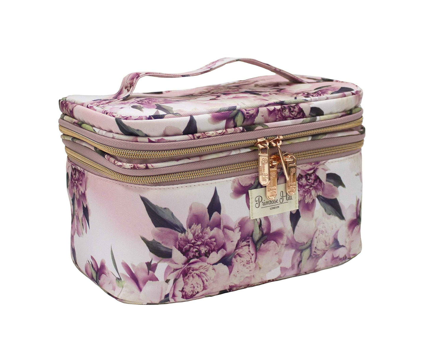 Conair Travel Makeup Bag, Large Toiletry and Cosmetic Bag, Perfect Size for Use At Home or Travel, Train Case Shape in Pink Floral Print