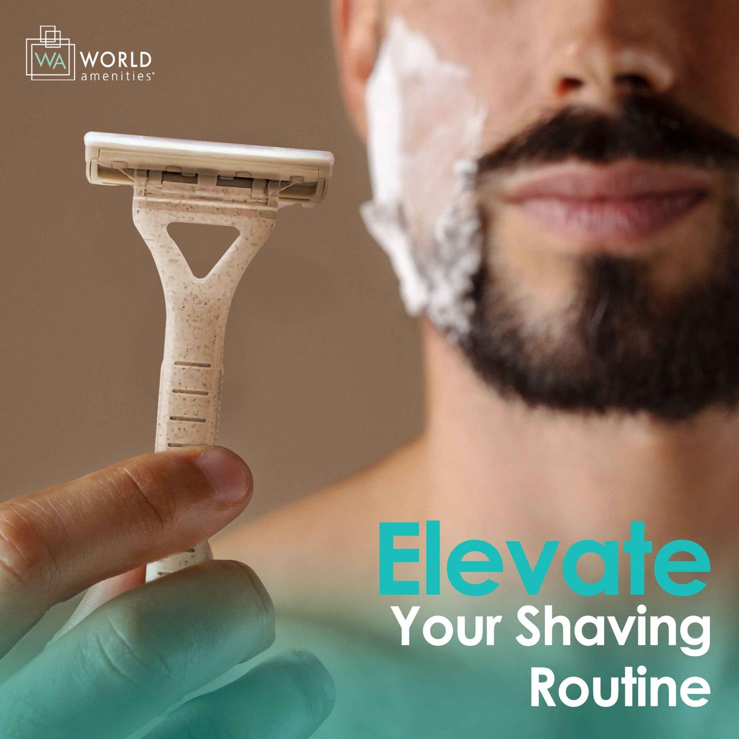 World Amenities Kraft Paper Shave Kit - Bulk Homeless Care Package - Dual Blade Safety Razor and Shave Cream Set (50 Pack)