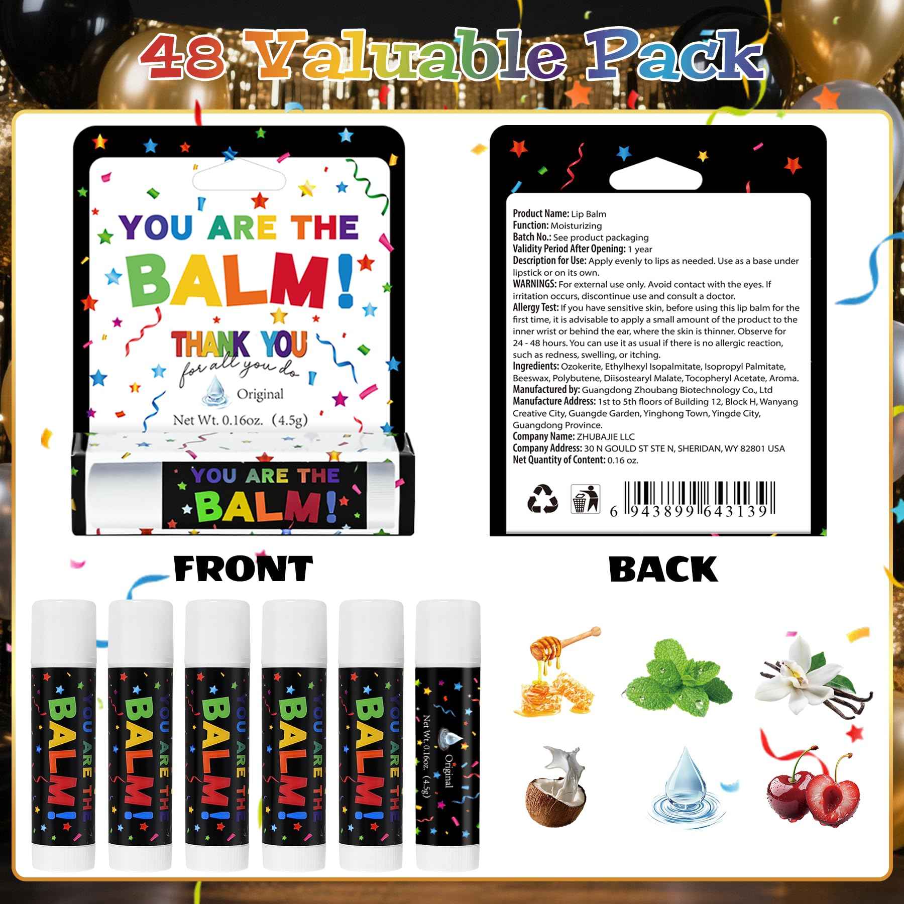 48 Pcs Employee Appreciation Lip Balms Bulk Staff Appreciation Gifts Thanksgiving Thank You Team End of Year Gifts You Are The Balm Bulk for Coworkers Teacher Worker Leaving Farewell Party Favor