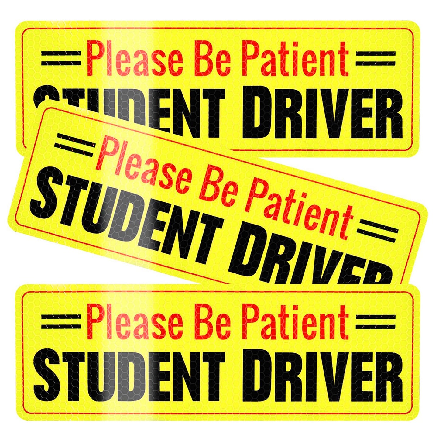 SINGARO Student Driver Sticker for Car, 3pcs Reflective Student Driver Bumper Sticker, Car Exterior Accessories, New Driver Vehicle Safety Signs