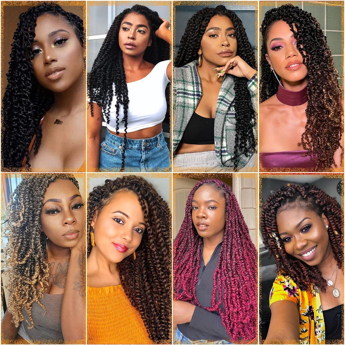 Nice One 8 Packs Ombre Brown Pre-Looped Passion Twists Braiding Synthetic Hair 12 Inch, Pre-Twisted, Short Crochet Passion Twist Hair Extensions for Women (12inch,T30#)