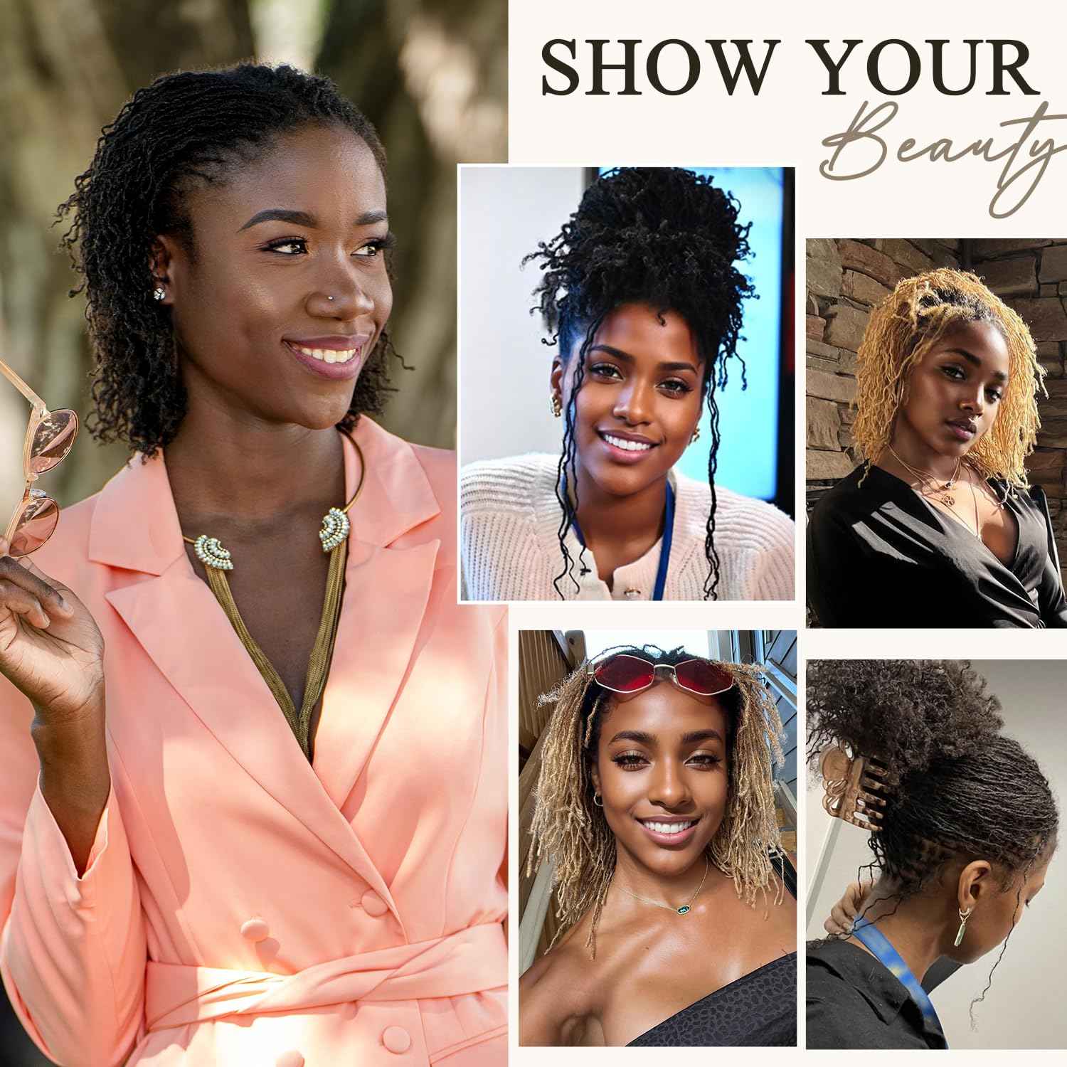 DAIXI Handmade Interlocking Sisterlocks Curly Tips 100% Real Human Hair Permanent Micro Locs Extensions Natural Looking Soft Dreadlocks Can Be Bleached and Dyed.(1B - 0.2cm, 8 Inch 30 Strands)