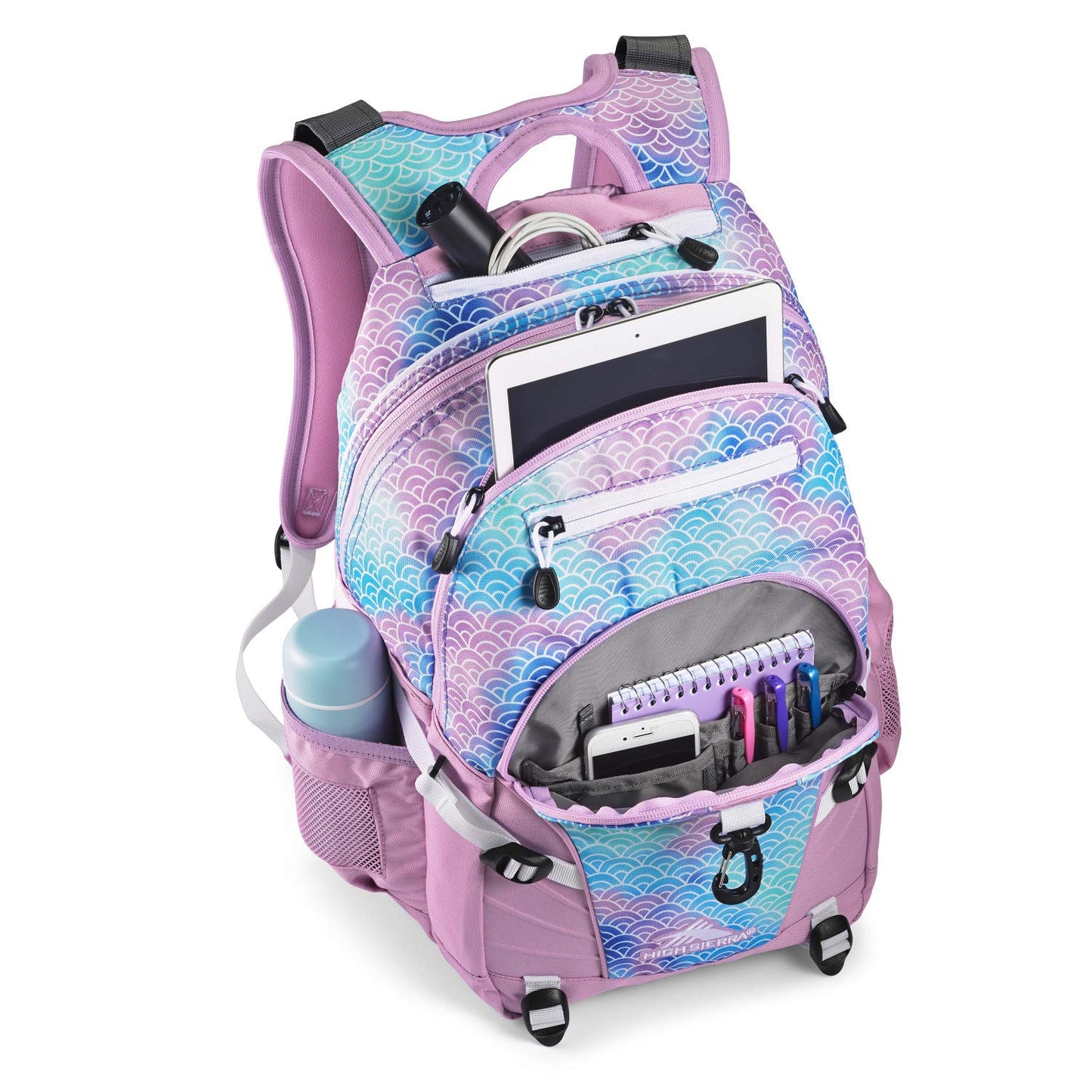 High Sierra Loop Backpack, Travel, or Work Bookbag with tablet sleeve, One Size, Rainbow Scales