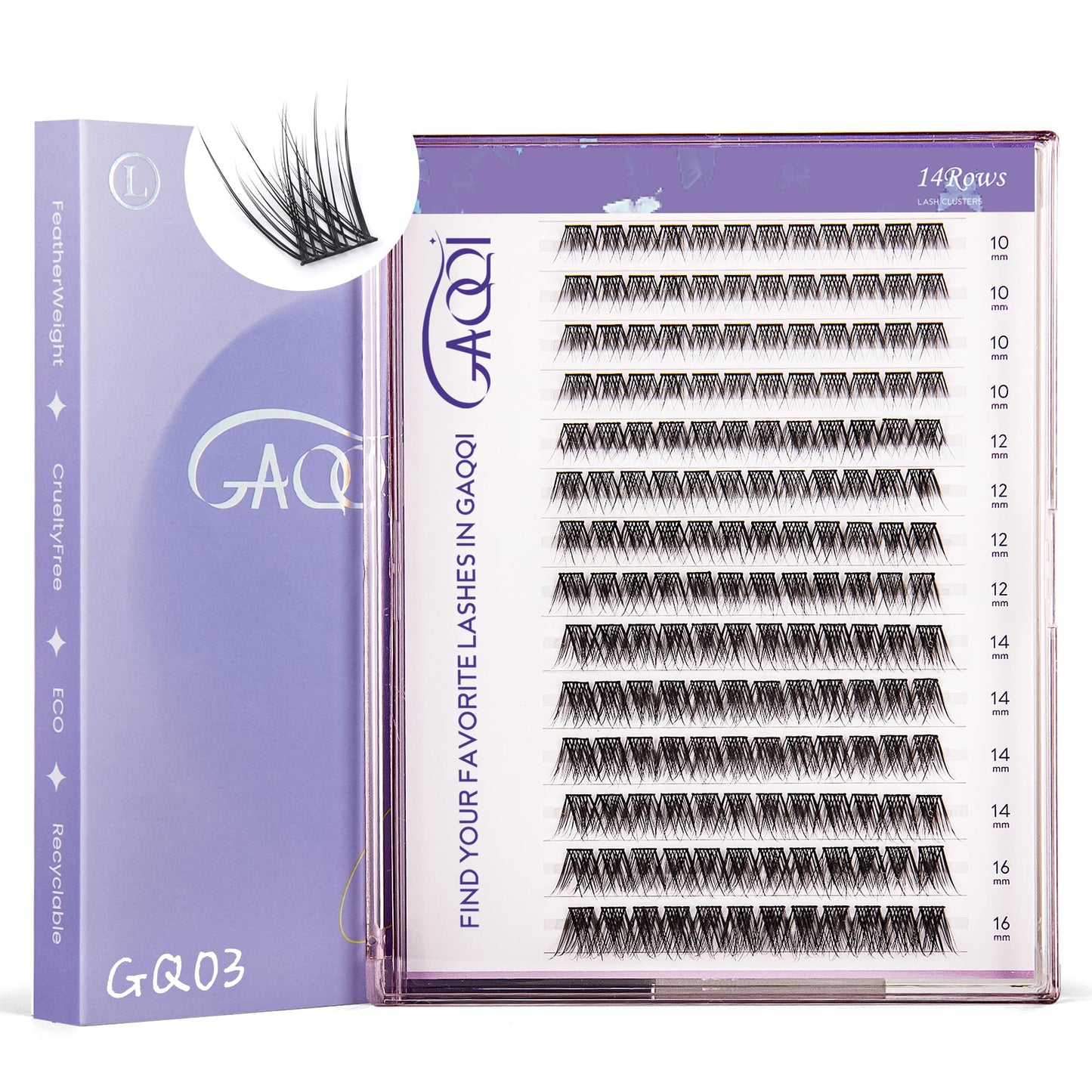 GAQQI Lash Clusters, Eyelash Clusters C Curl Cluster Lashes 168PCS 10-16MM, Wispy Individual Lashes Natural Cluster Eyelash Extensions (GQ03,10-16mm, C Curl)