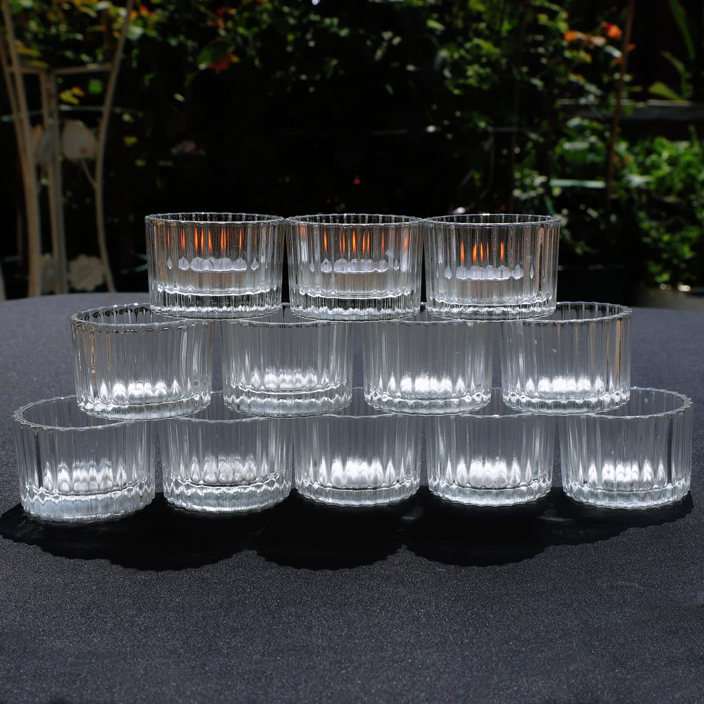 VOHO Tealight Candle Holder Set of 24, Glass Tea Lights Candle Holder for Birthday Decorations, Crystal Clear Candle Holders for Table Centerpiece(2 in x 1.4 in, Clear)