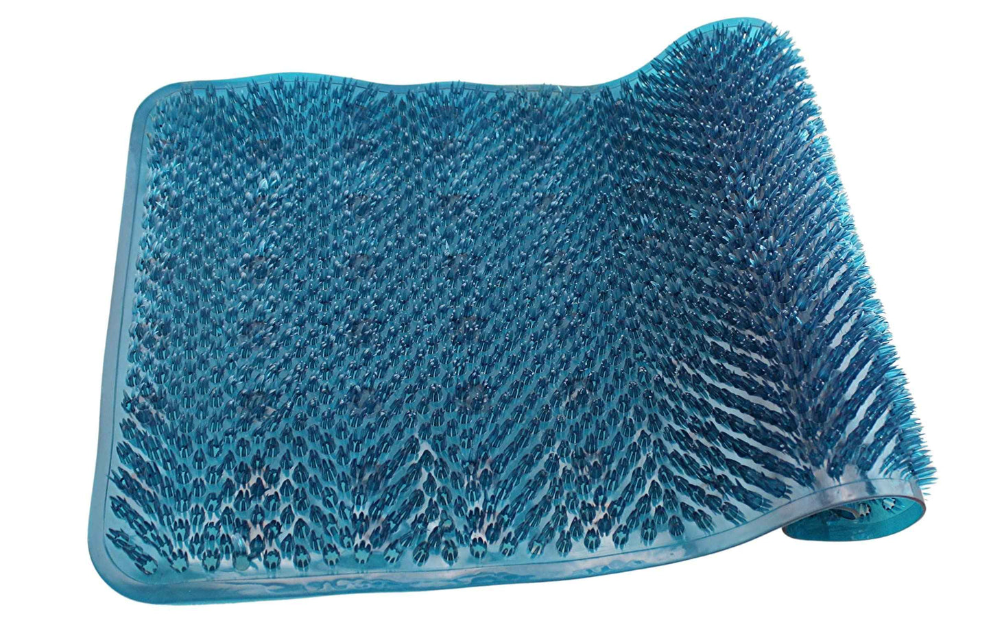 Grass Textured Spa Quality Foot Scrubber Shower Bath Mat Anti-Slip 24.5" x 13.5" Comforts Tired Feet (Blue)