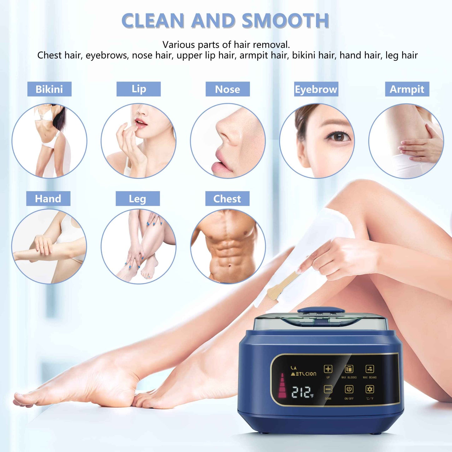 La Metlcion Smart Waxing Kit Wax Warmer For Hair Removal With Digital Display, 4.41lbs/2kg Hard Wax Beads, For Sensitive Skin, Armpit, Eyebrow, Bikini, Face, Nose, Legs