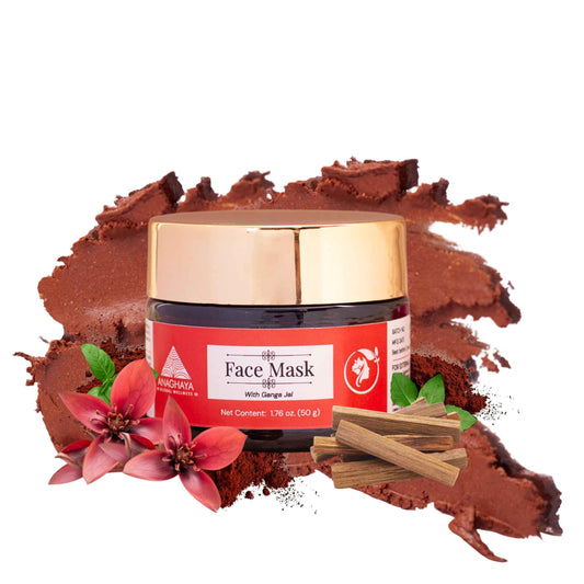 Ayurvedic Clay Facial Mask for Natural Skin Care with Hydrating Radiant Glow Formula - 1.76 Fl oz, Anti-Aging Face Mask for Dull Skin with Ganges Water, Rose Water, Red Ochre Clay & Clarified Butter