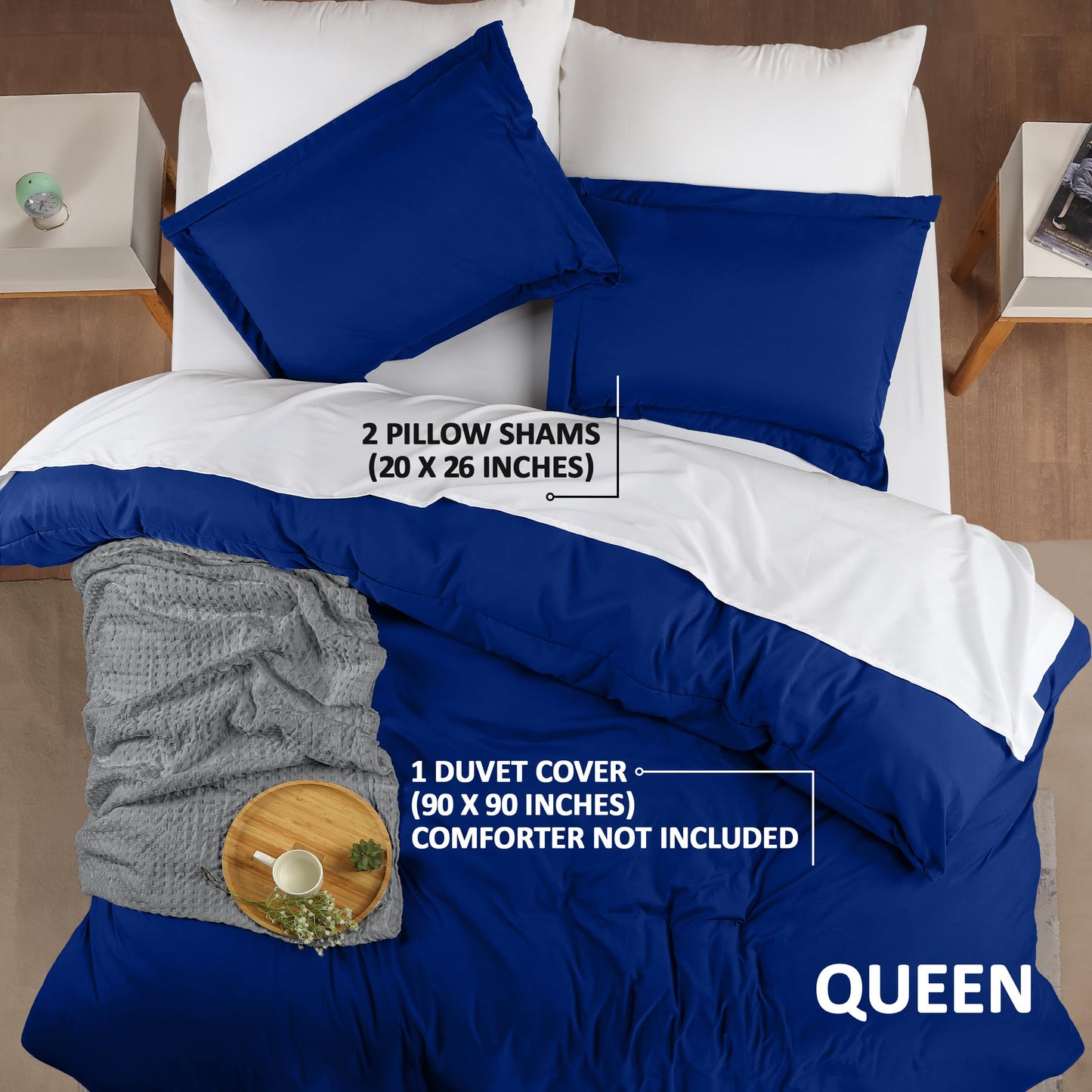 Utopia Bedding Duvet Cover Queen Size - 1 Duvet Cover with 2 Pillow Shams - 3 Pieces Bedding Duvet Cover with Zipper Closure - Soft Brushed Microfiber, 90 X 90 Inches (Queen, Royal Blue)