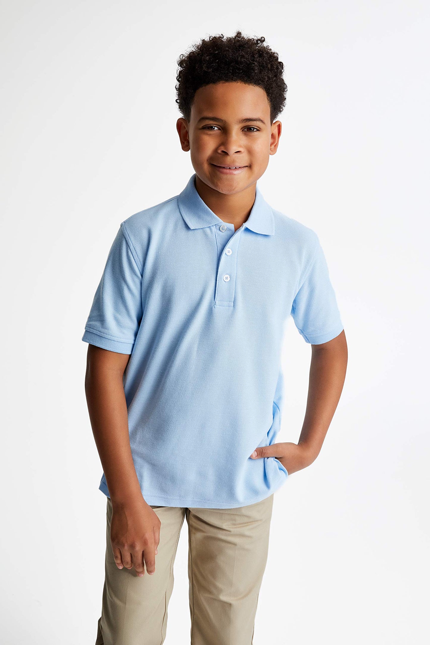 French Toast Little Boys' Toddler Short Sleeve Pique Polo, Light Blue, 2T