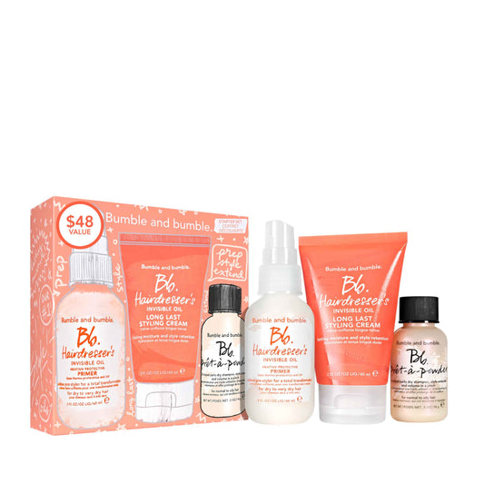 Bumble and bumble. Prep, Style, Extend Starter Set | Hairdresser's Invisible Oil Primer, Hairdresser's Invisible Oil Long Lasting Styling Cream + Prêt-à-powder Dry Shampoo