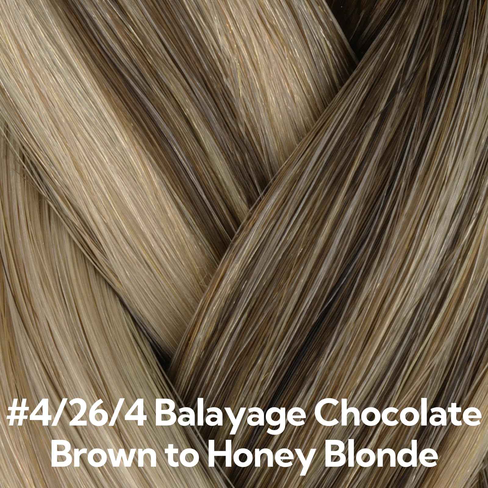 HOTBANANA Invisi Edge Tape in Hair Extensions Human Hair, 10inch 30g 20pcs Balayage Chocolate Brown to Honey Blonde Invisible Tape in Extensions Straight Seamless Real Remy Hair Injected