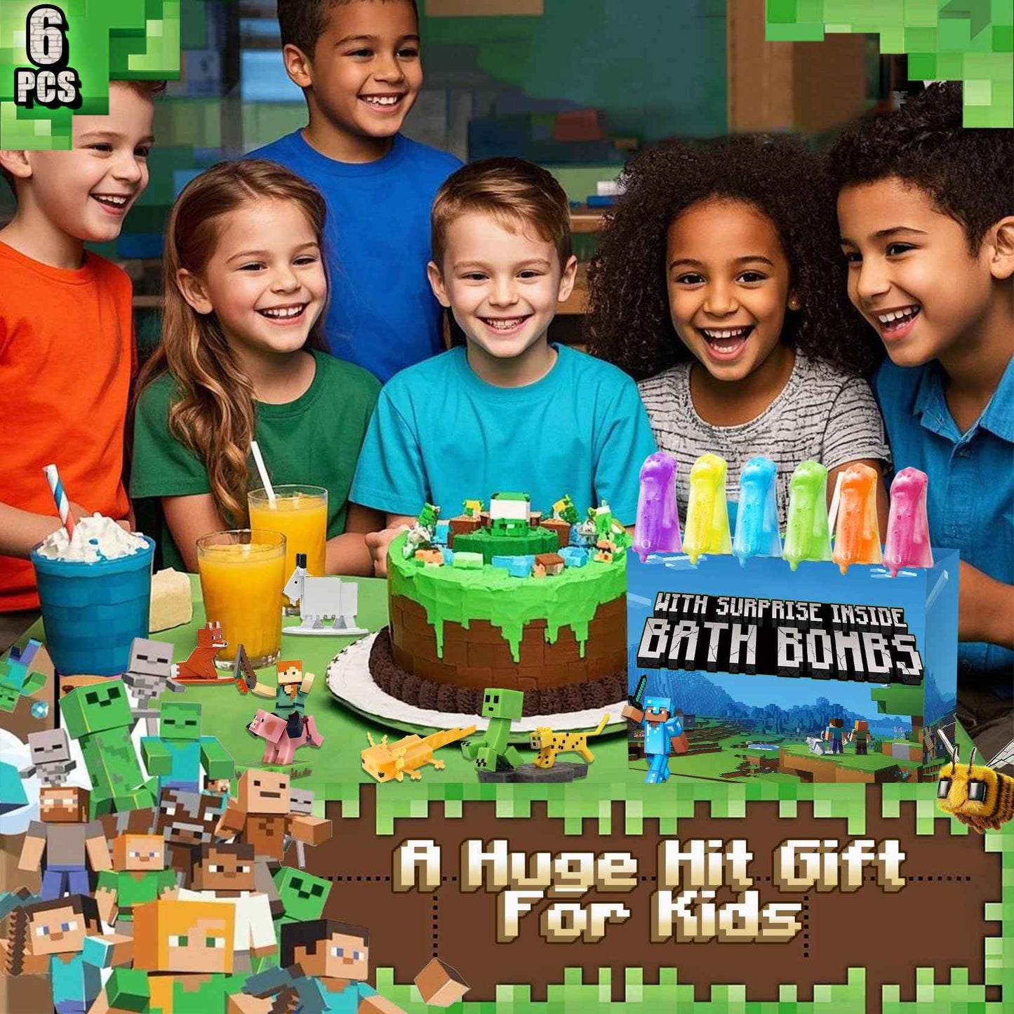 Bath Bombs for Kids: Organic Bath Bombs with Toys Inside for Dry Skin Moisturize, Kids Bath Toys & Scientific Toys, Dried Rose Petals with Eruption of Foams, Bath Flask Potion Kits Gift Set