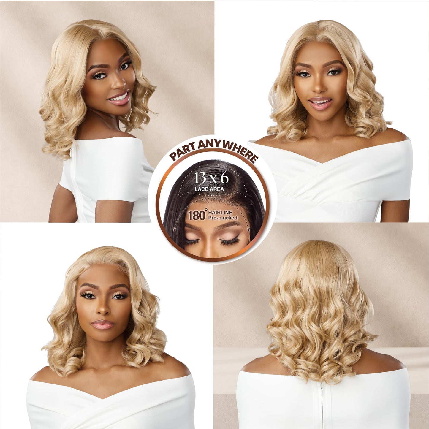 Sensationnel Bare Lace 13x6 wigs - unit 11 glueless synthetic with 180 degree preplucked hairline non lifting 2040 larger grid thinner lace - BareLace unit 11 (BEIGEBLONDE)