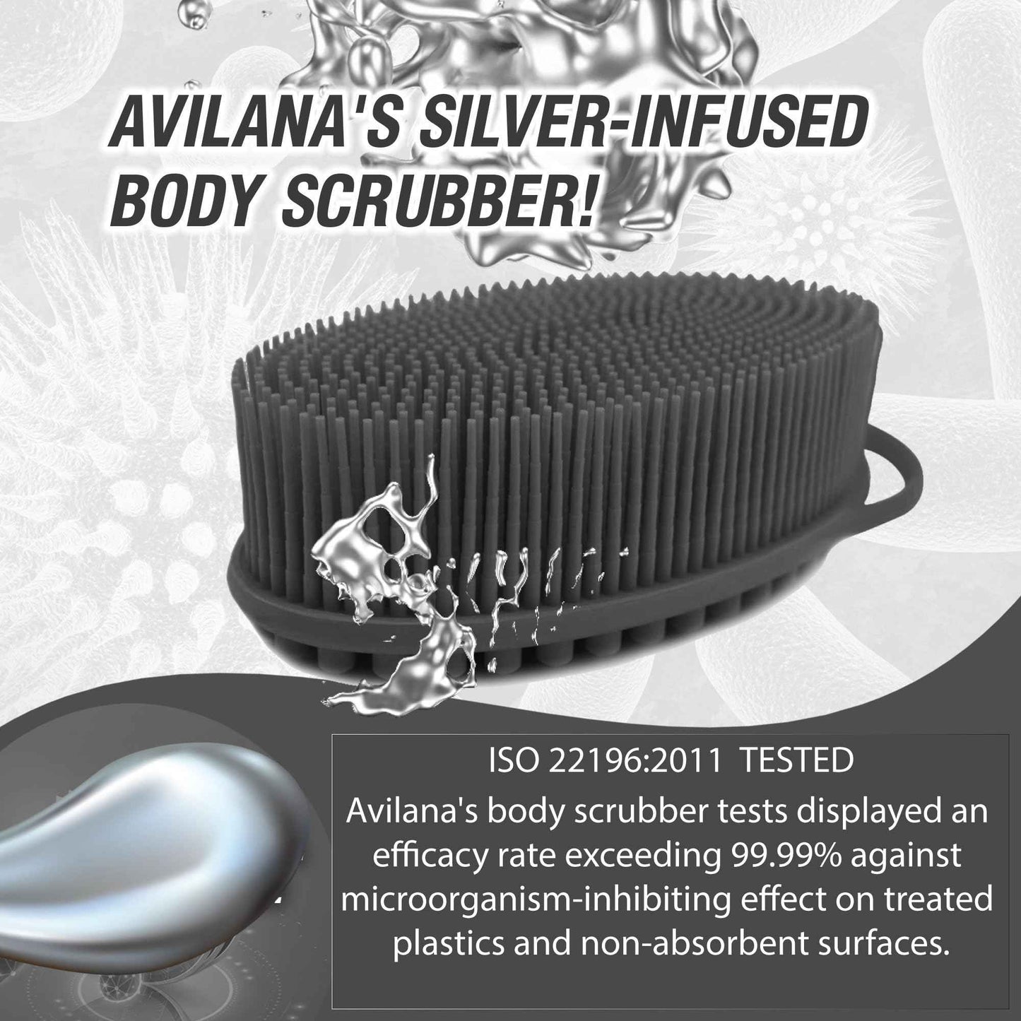 Avilana Silver-Infused Green and Dark Gray Silicone Body Scrubber Bundle - Earthy and Sleek Dual-Tone Set