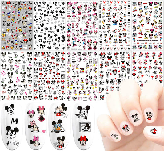 10 Sheets Cute Nail Art Stickers 3D Self-Adhesive Nail Decals Party Favors Gifts for Kids Girls Women Cute Nail Design Supplies Cartoon Designer Nail Stickers for Nail Art Decoration