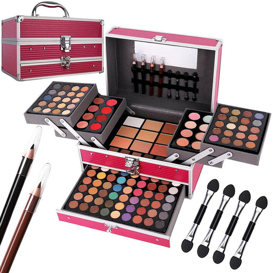132 Color All In One Makeup Kit,Professional Makeup Case,Makeup Set for Teen Girls,Makeup Palette,Multicolor Eyeshadow Kit (006N1-Pink)
