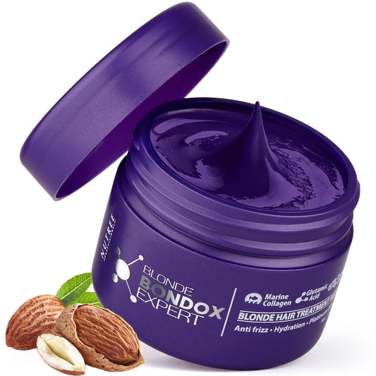 Nutree Professional HAIR MASK FOR DAMAGED HAIR BLONDE BONDOX TREATMENT 2.82 oz Thermal Activated Mask for Dry Frizzy Hair | Formaldehyde Free | Results for up to 1-3 months | Almond Oil Hair Repair