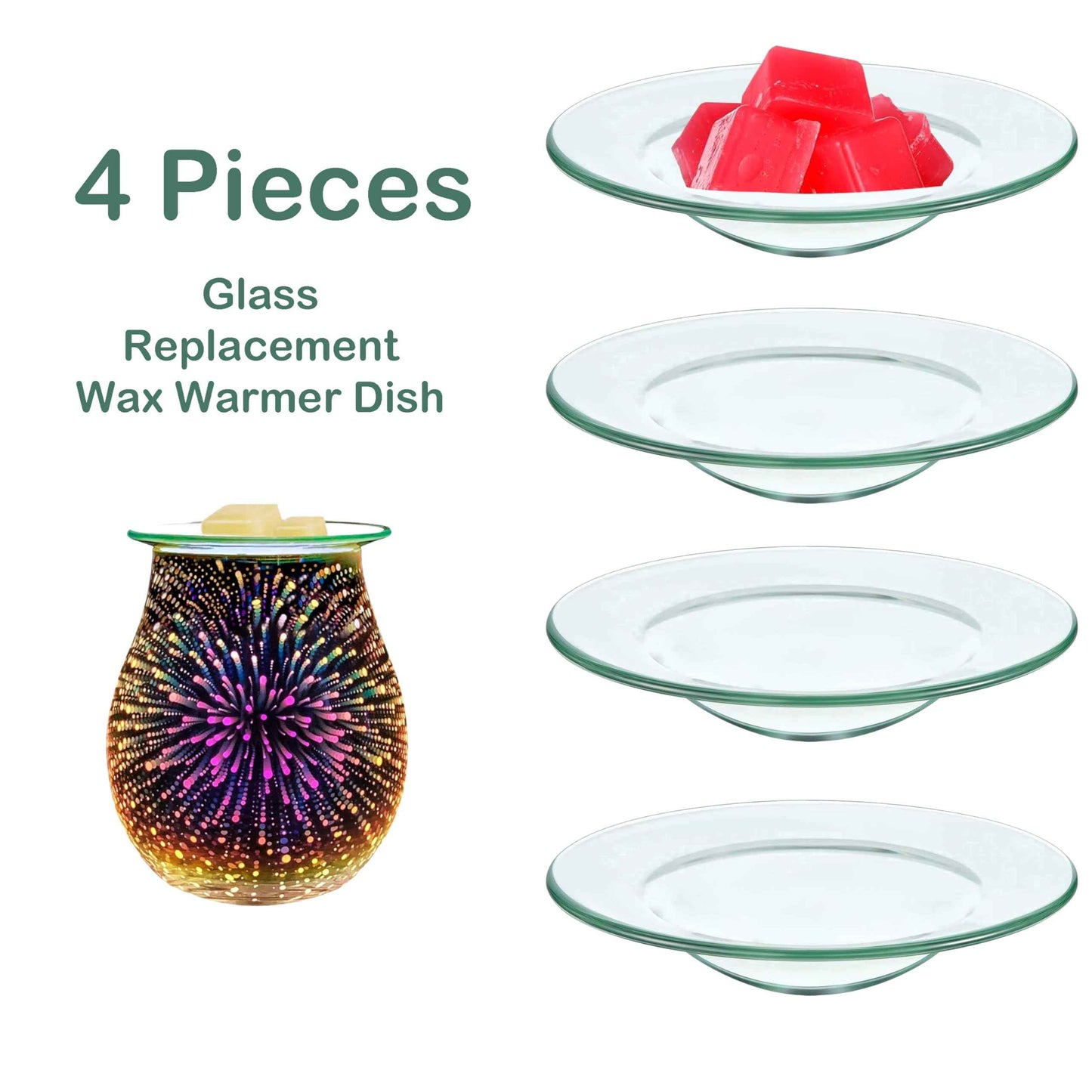 VGEUNA 4 Pieces Replacement Glass for Wax Warmer Wax Melt Dish Fits Most Wax Warmers Durable Glass Dish for Wax Melter