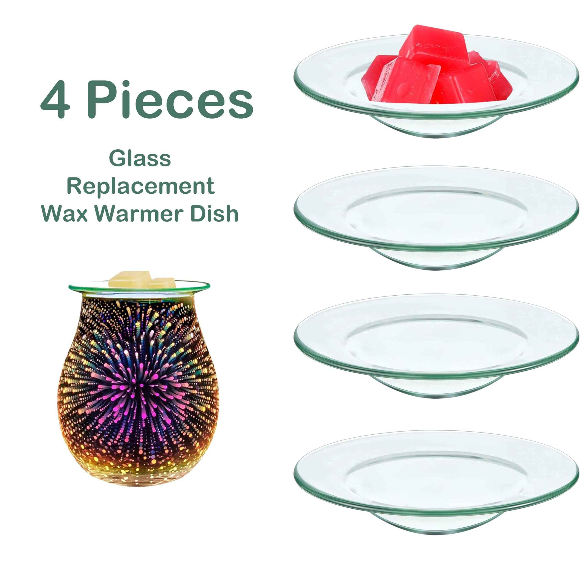 VGEUNA 4 Pieces Replacement Glass for Wax Warmer Wax Melt Dish Fits Most Wax Warmers Durable Glass Dish for Wax Melter