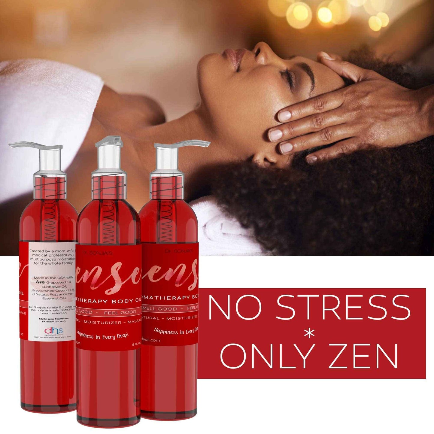 Sense Relaxing Organic Body Oil | Every Day Use Massage Oil, Aroma Therapy, Natural Skin Moisturizer |100% Hypoallergenic | Made in The USA