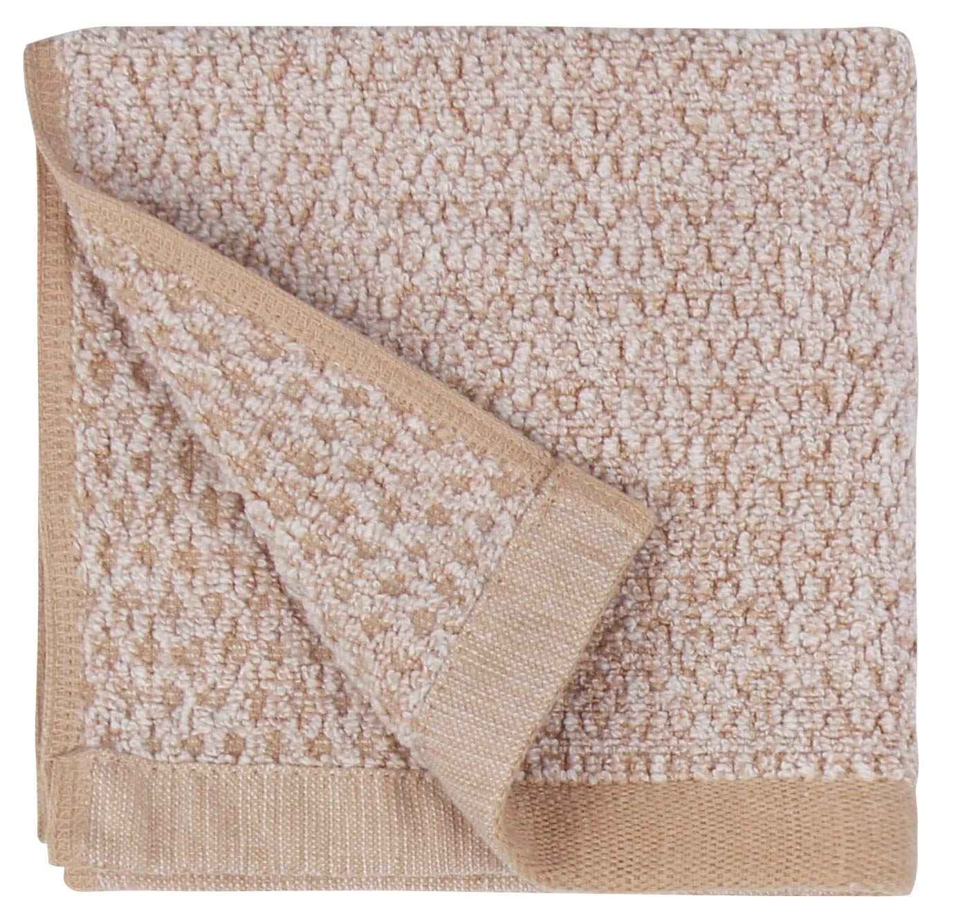 Everplush Diamond Jacquard Washcloth Set of 6, 13" x 13", Brown, Khaki